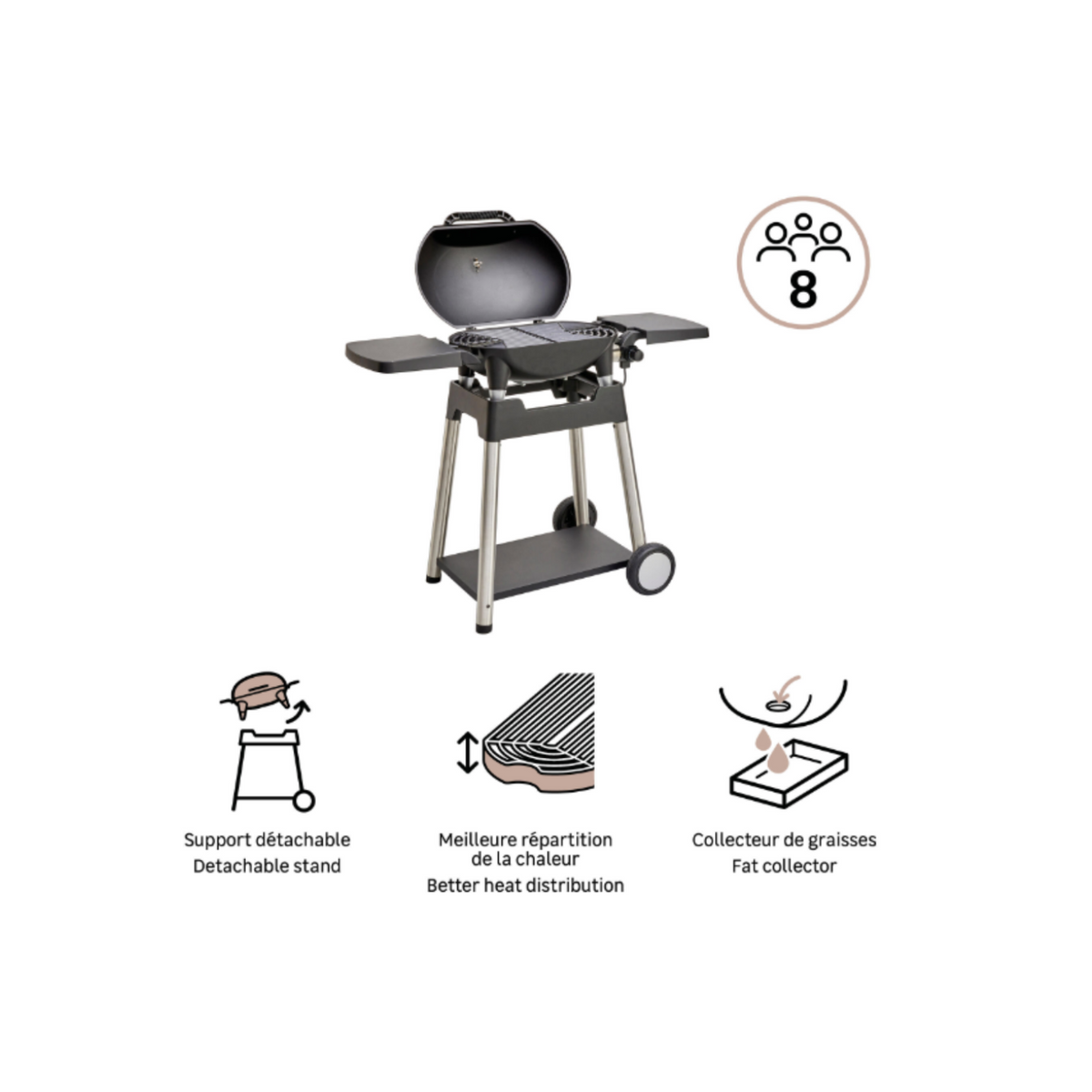 Barbecue électrique Hyperion NATERIAL 2200w, noir