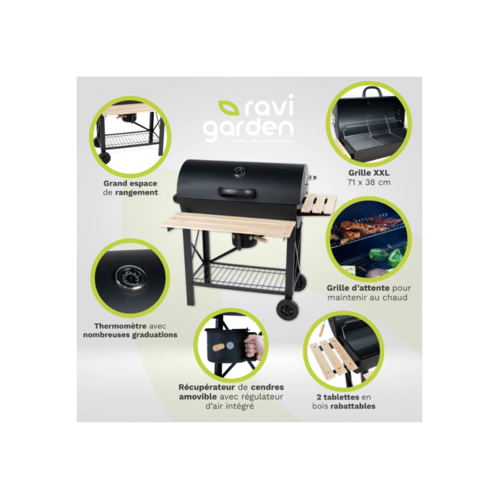 Barbecue Charbon de Bois XXL avec Couvercle | Barbecue à Charbon Américain | Barbecue Extérieur avec grille