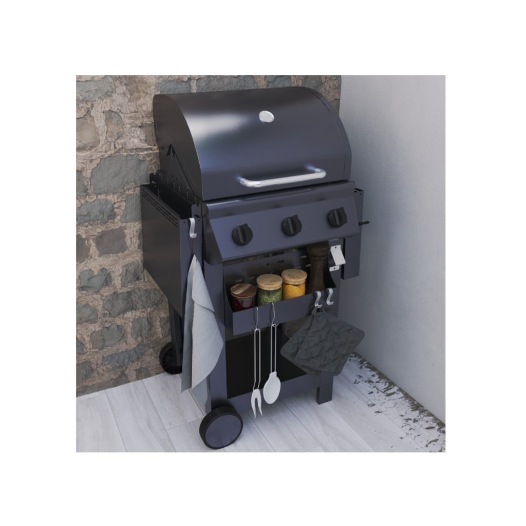 Barbecue au gaz – 114 x 55 x 114 cm – NATERIAL Alton, 3 brûleurs, noir