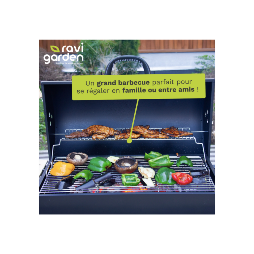 Barbecue Charbon de Bois XXL avec Couvercle | Barbecue à Charbon Américain | Barbecue Extérieur avec grille