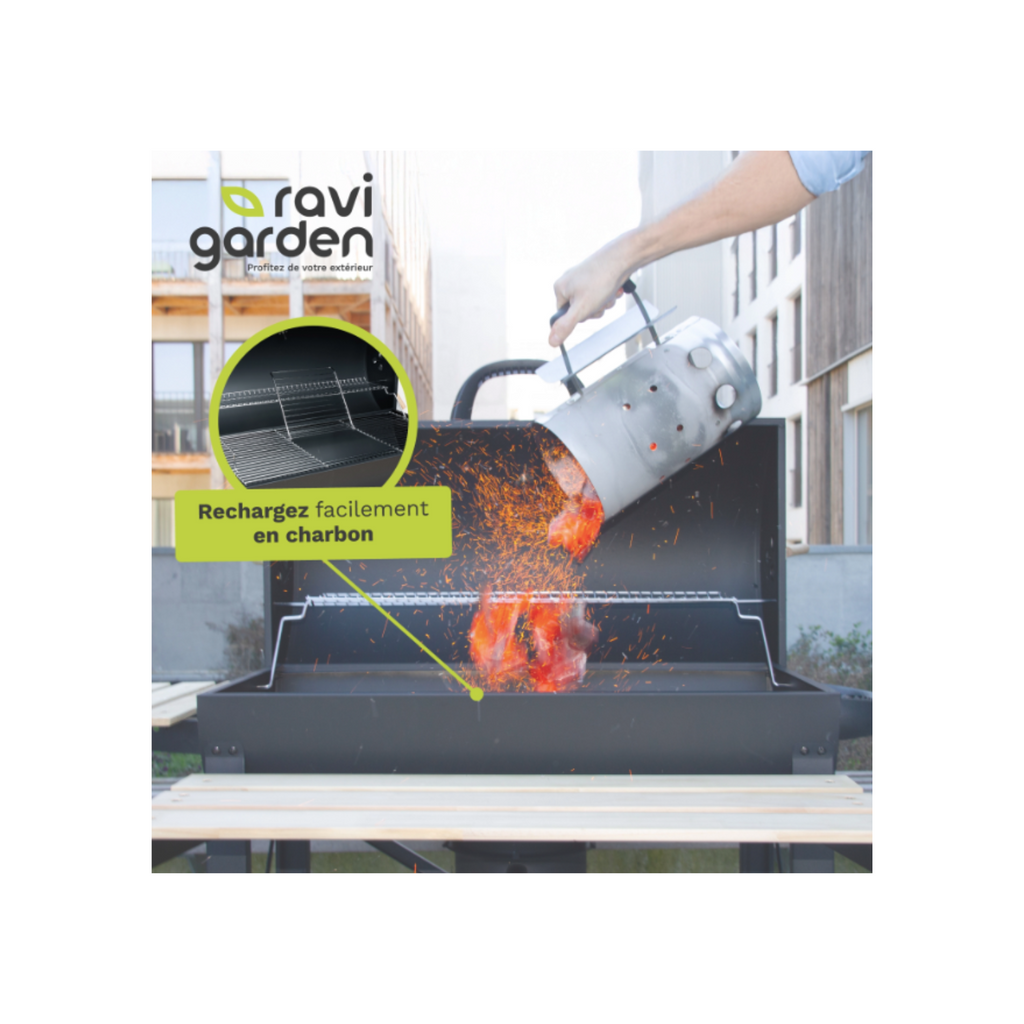 Barbecue Charbon de Bois XXL avec Couvercle | Barbecue à Charbon Américain | Barbecue Extérieur avec grille