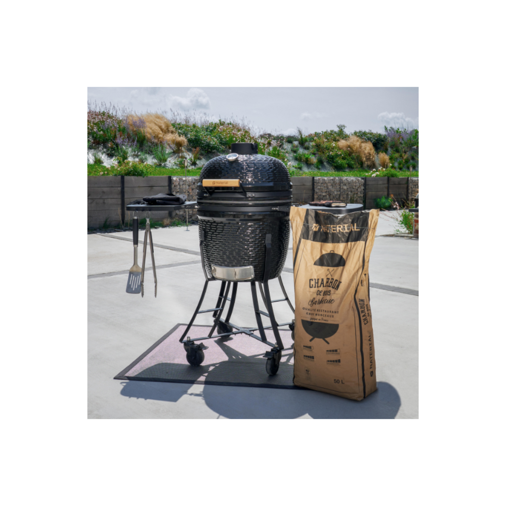 Barbecue Kamado Céramique Charbon NATERIAL Drago Noir ⌀46 cm avec housse