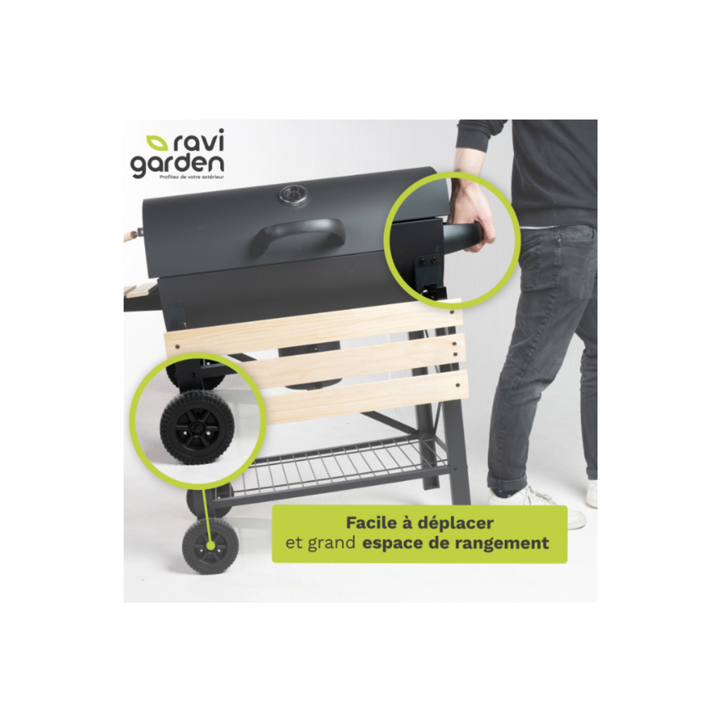 Barbecue Charbon de Bois XXL avec Couvercle | Barbecue à Charbon Américain | Barbecue Extérieur avec grille