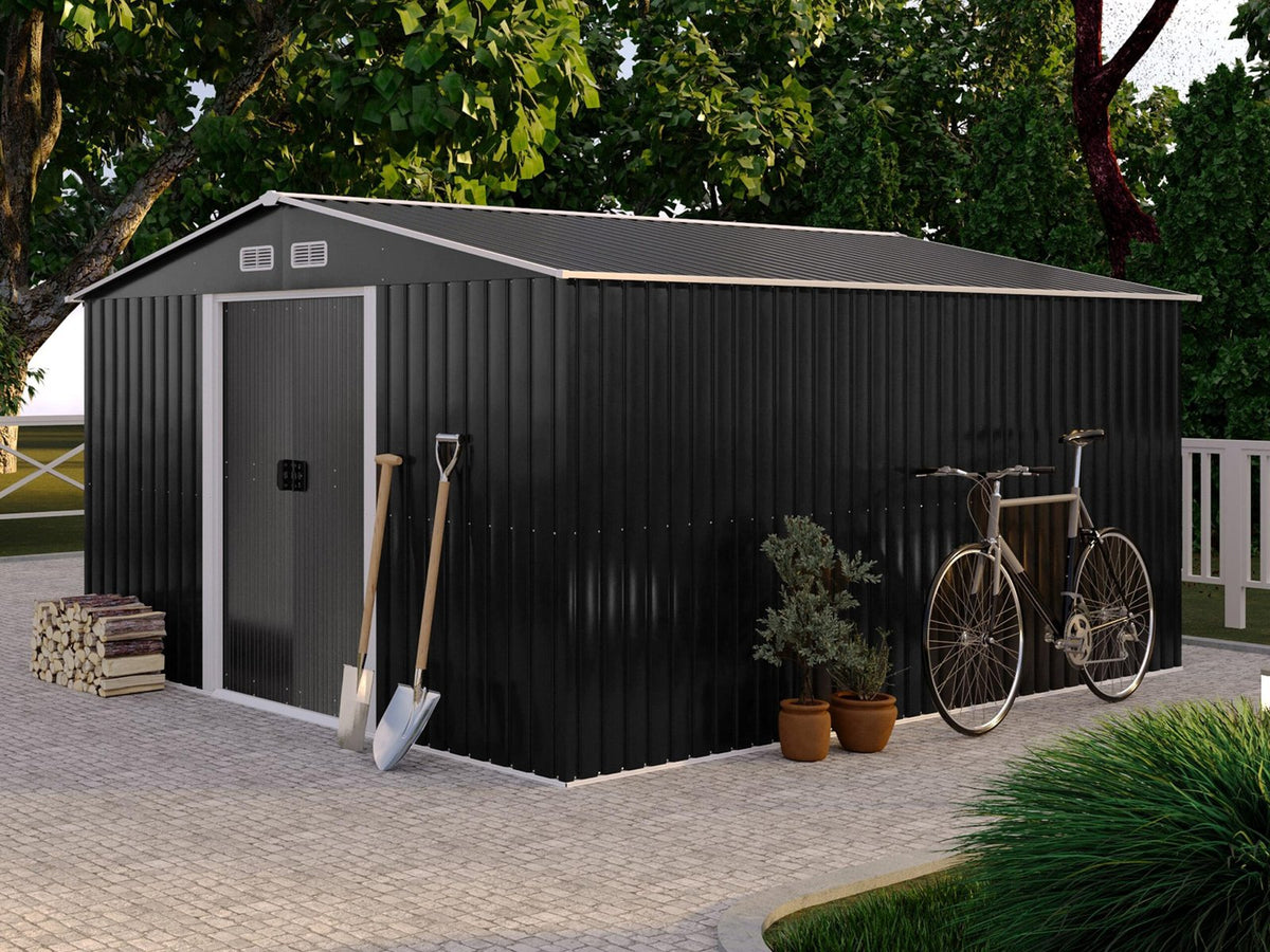 Abri de jardin en acier galvanisé gris 12,5 m² - Prix d'usines