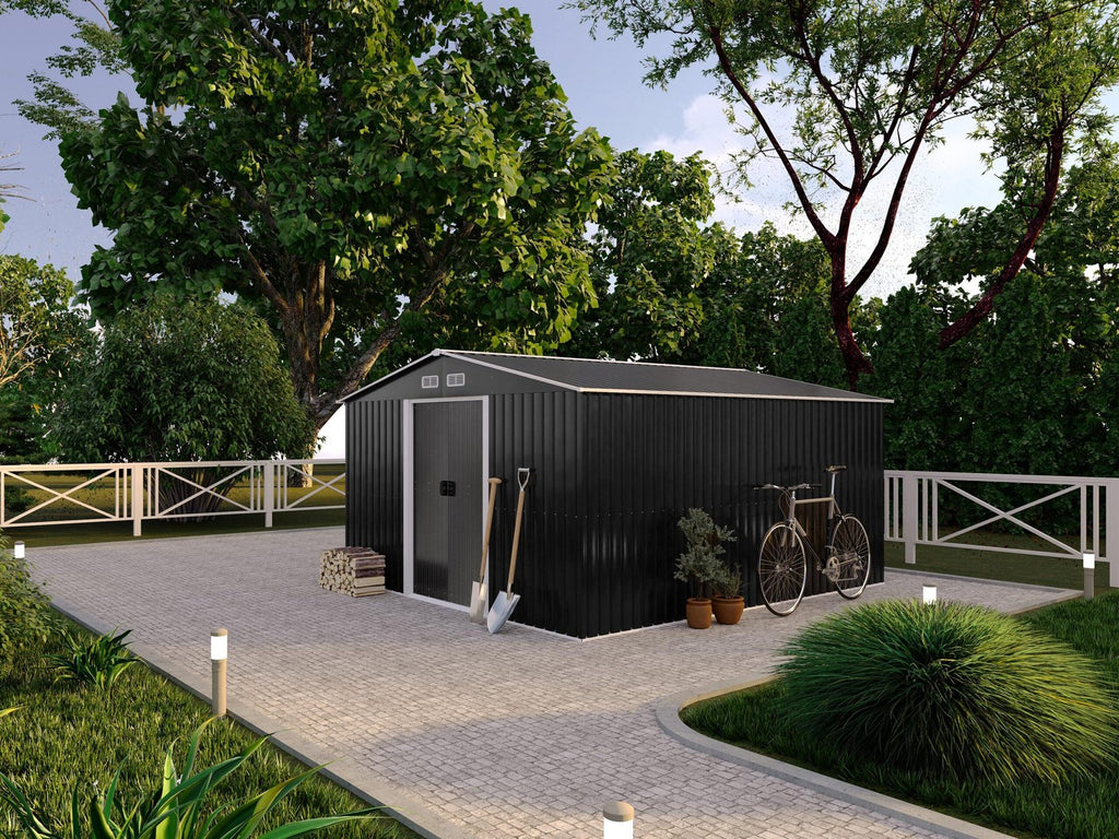 Abri de jardin en acier galvanisé gris 12,5 m² - Prix d'usines